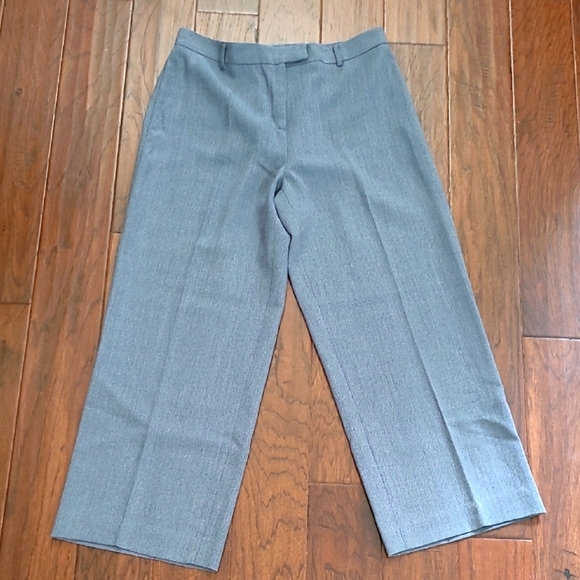 Oscar de la Renta Greyish Blue Herringbone pattern Wide-leg Trousers size 16 - Picture 1 of 11